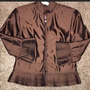 JS Collections Short Deep Brown Kimono Look Collar & Buttons 10